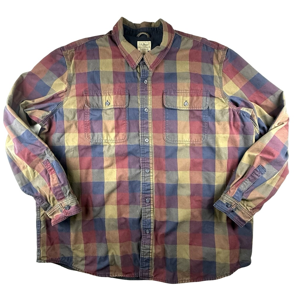 LL Bean Shirt Shacket Men 2XL Plaid Flannel Outdoor Granola Gorpcore Grunge Y2K
